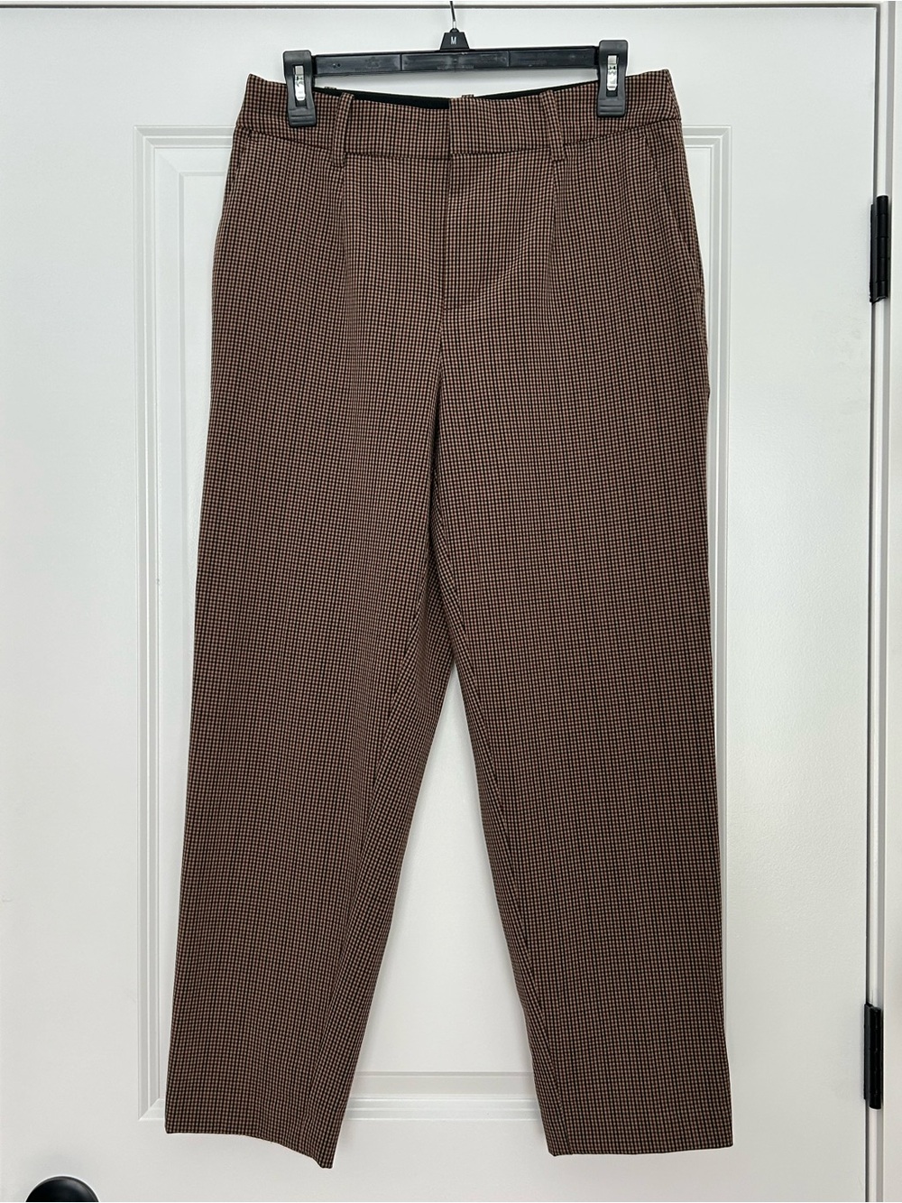 Women’s Brown Plaid Tapered Ankle Pants
